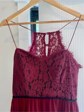 Christina Wu Burgundy Lace Halter Camisole